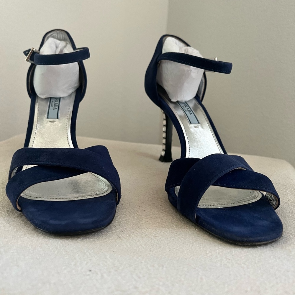 Prada Blue suede with crystal heels - Picture 5 of 11